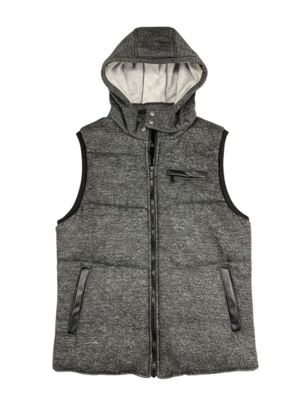 Yoki Mens Charcoal Gray Hooded Puffer Vest Full Zip Size L